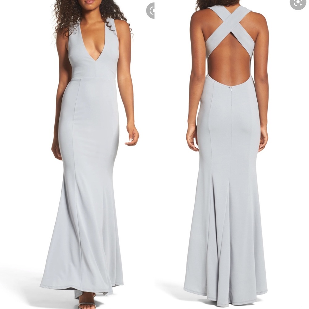 Lulu’s Heaven & Earth Plunge Neck Gown Small Maxi